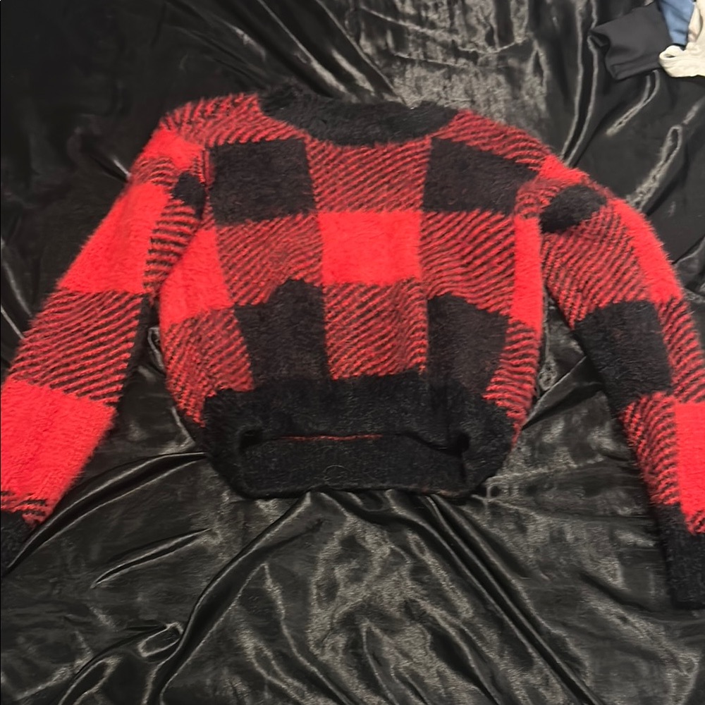 Plaid Red and Black Women's Sweater